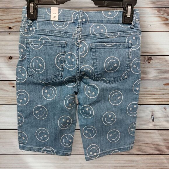 Place Girl Skimmer Denim Shorts  With Smiley Face Design Size 10 blue/wht  color - Picture 2 of 5